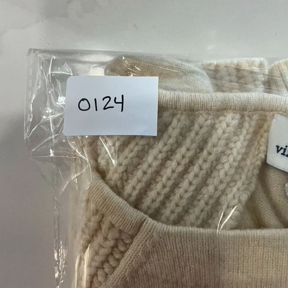 Vineyard Vines Women's Wool Cashmere Knit Square Neck Sweater Cream Small